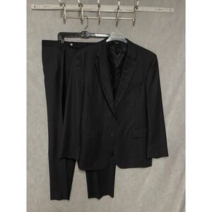 Jos A Bank Suit Men's 46XL‎ Black Striped Signature 2B Wool 39X34 Pants Luxury